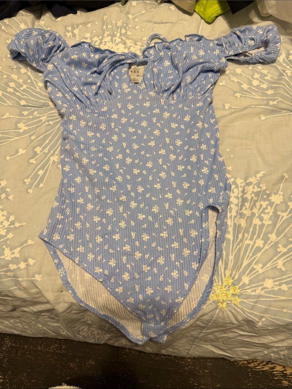 Light Blue Floral Kids One-Piece Swimsuit